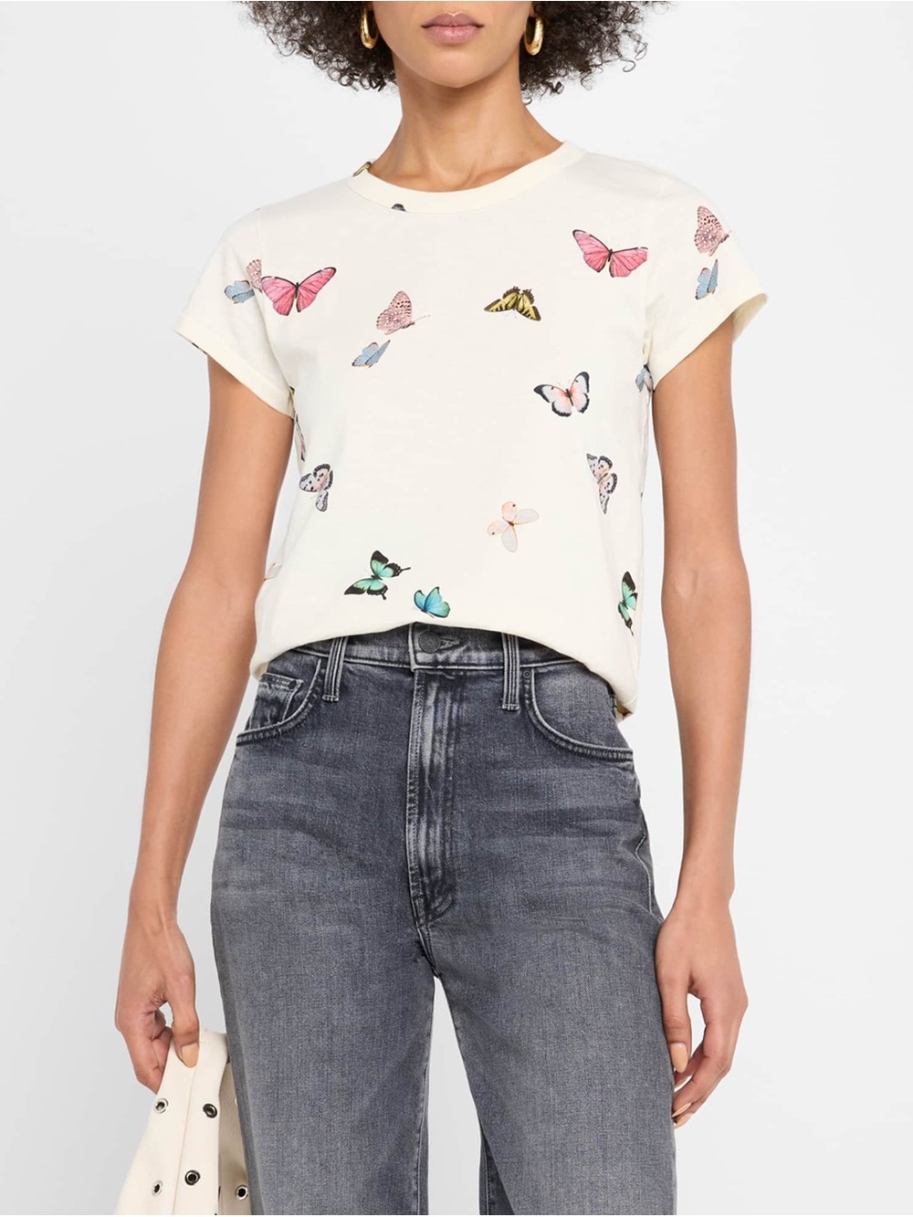 Rag & Bone Ivory Butterfly Print Tee Shirt Women’s Medium M NWT 100% Cotton